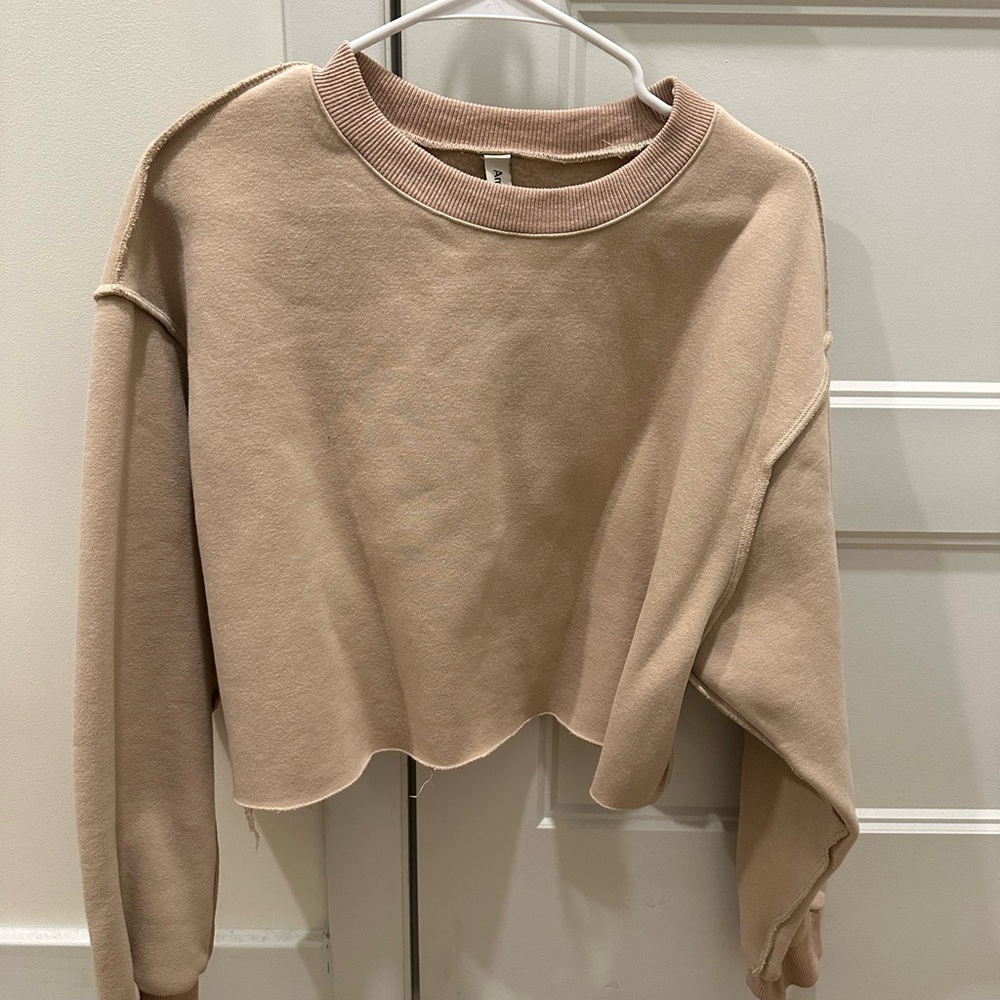 Beige Cropped Sweatshirt
